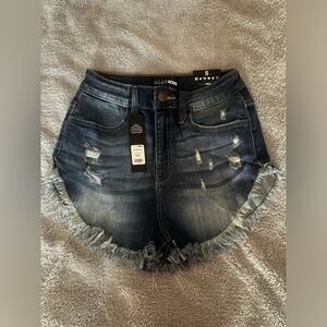 Crazy Little Fringe Distressed Denim Shorts
